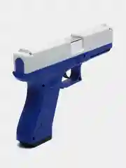 Синий пистолет игрушечный перезаряжаемый Glock с глушителем, оружие, подарок на 23 февраля