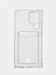 Белый чехол SAMSUNG S22 ULTRA, карман для пластиковой карты и усиленные углы
