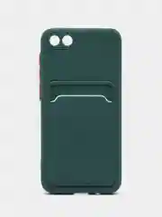 Зеленый силиконовый чехол для Honor 7A / 7А Prime / Хонор 7S / Huawei Y5 2018 / Y5 Lite, с карманом для карт, прозрачный
