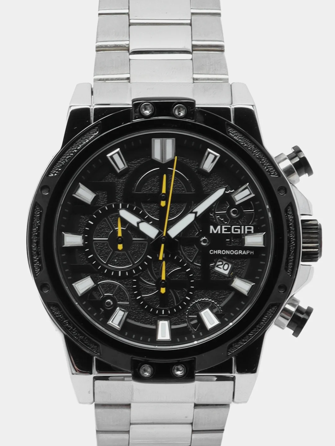 Серебряный мужские наручные часы Megir MS2108G, с хронографом, в подарочной упаковке