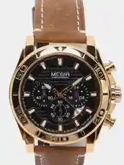 Золотой мужские наручные часы Megir ML2094G, с хронографом, в подарочной упаковке