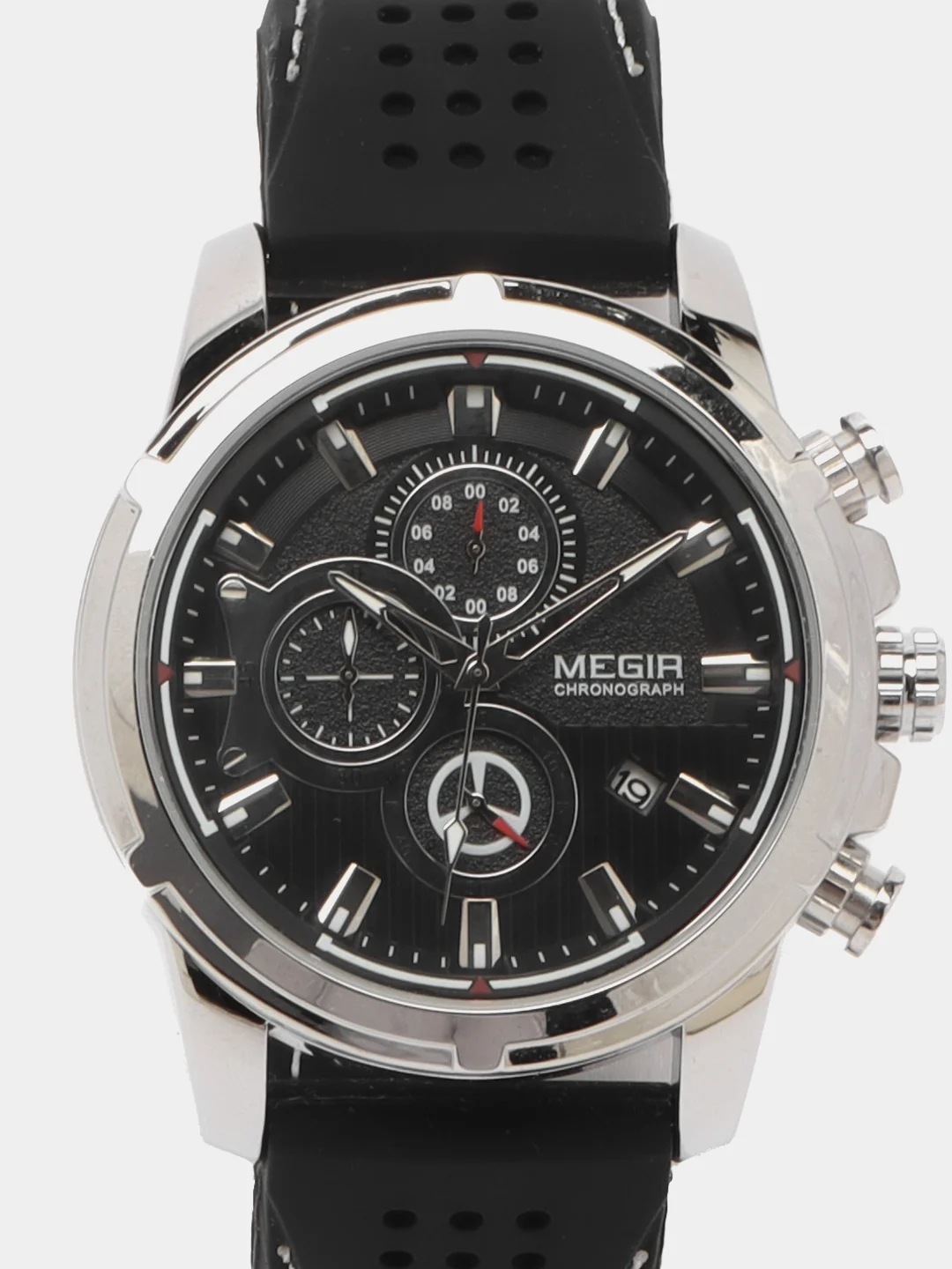 Серебряный мужские наручные часы Megir MN2101G, с хронографом, в подарочной упаковке