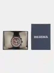 Карамельный мужские наручные часы Dedima D-159, с кожаным ремешком и хронографом