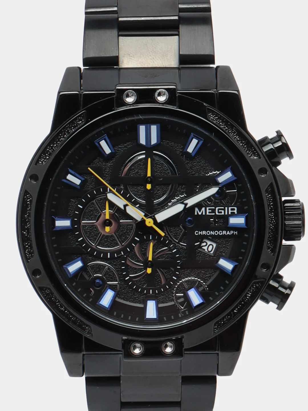 Черный мужские наручные часы Megir MS2108G, с хронографом, в подарочной упаковке