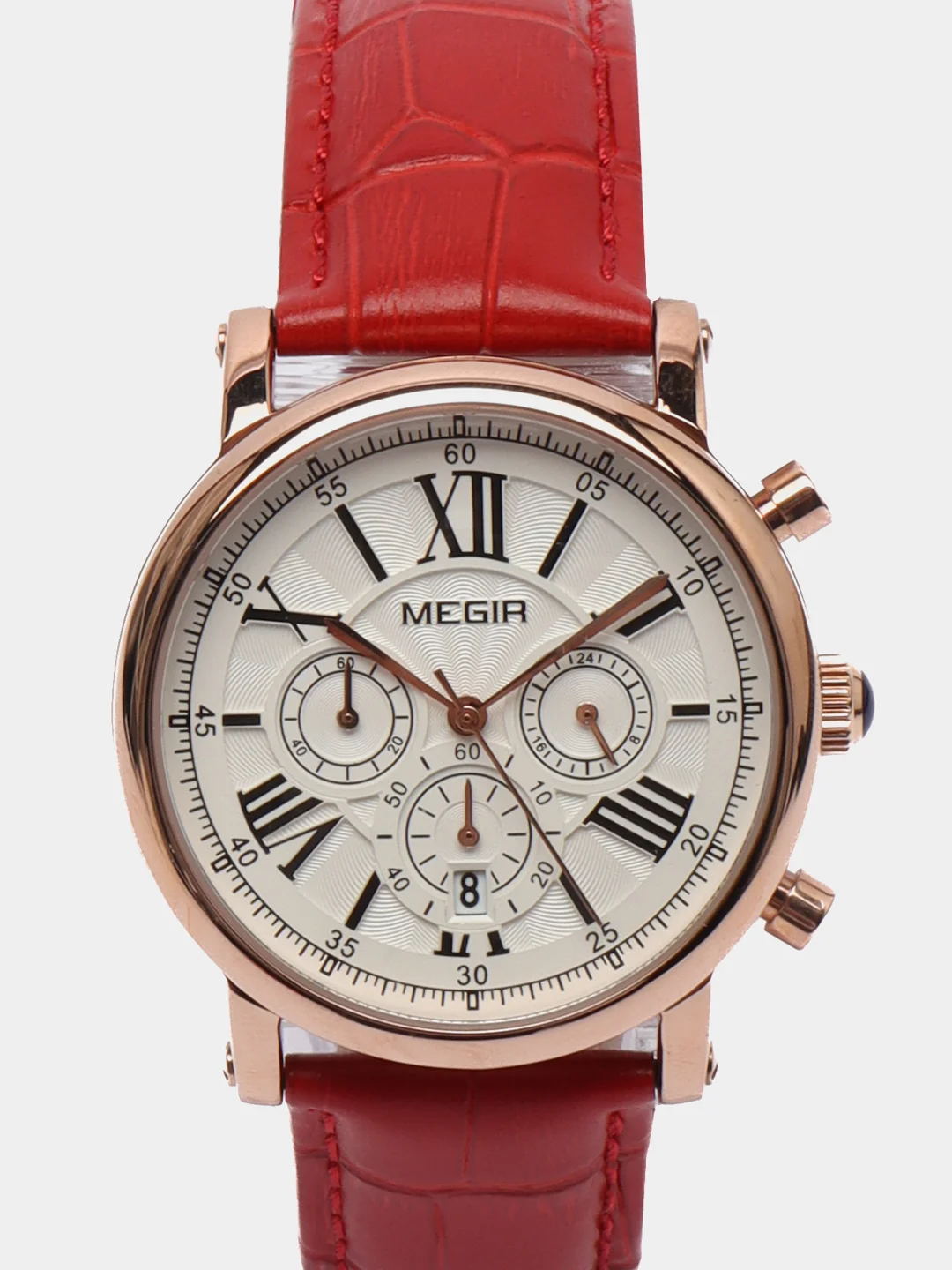 Красный женские наручные часы  Megir ML2058LRE, с хронографом, в подарочной упаковке