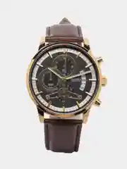 Желтый мужские наручные часы Dedima D-159, с кожаным ремешком и хронографом