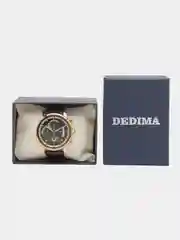 Желтый мужские наручные часы Dedima D-159, с кожаным ремешком и хронографом