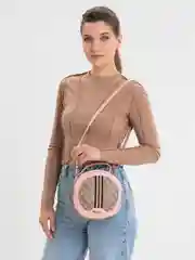 Розовый круглая женская сумка