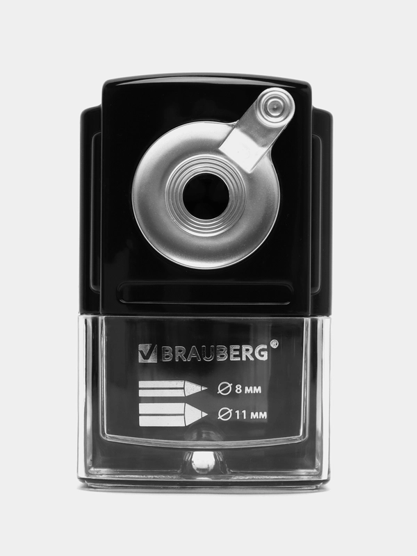 Точилка механическая BRAUBERG "STYLE" для ч/гр и цветных карандашей 8/11мм, корпус черный