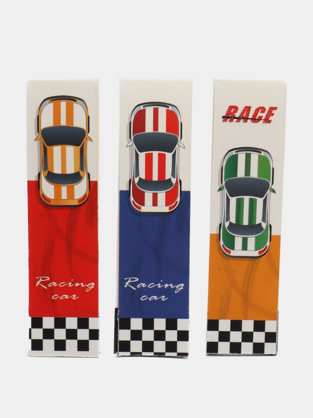 Закладки для книг с магнитом RACE CARS, набор 6 шт., блестки, 25x196 мм, ЮНЛАНДИЯ, 113446