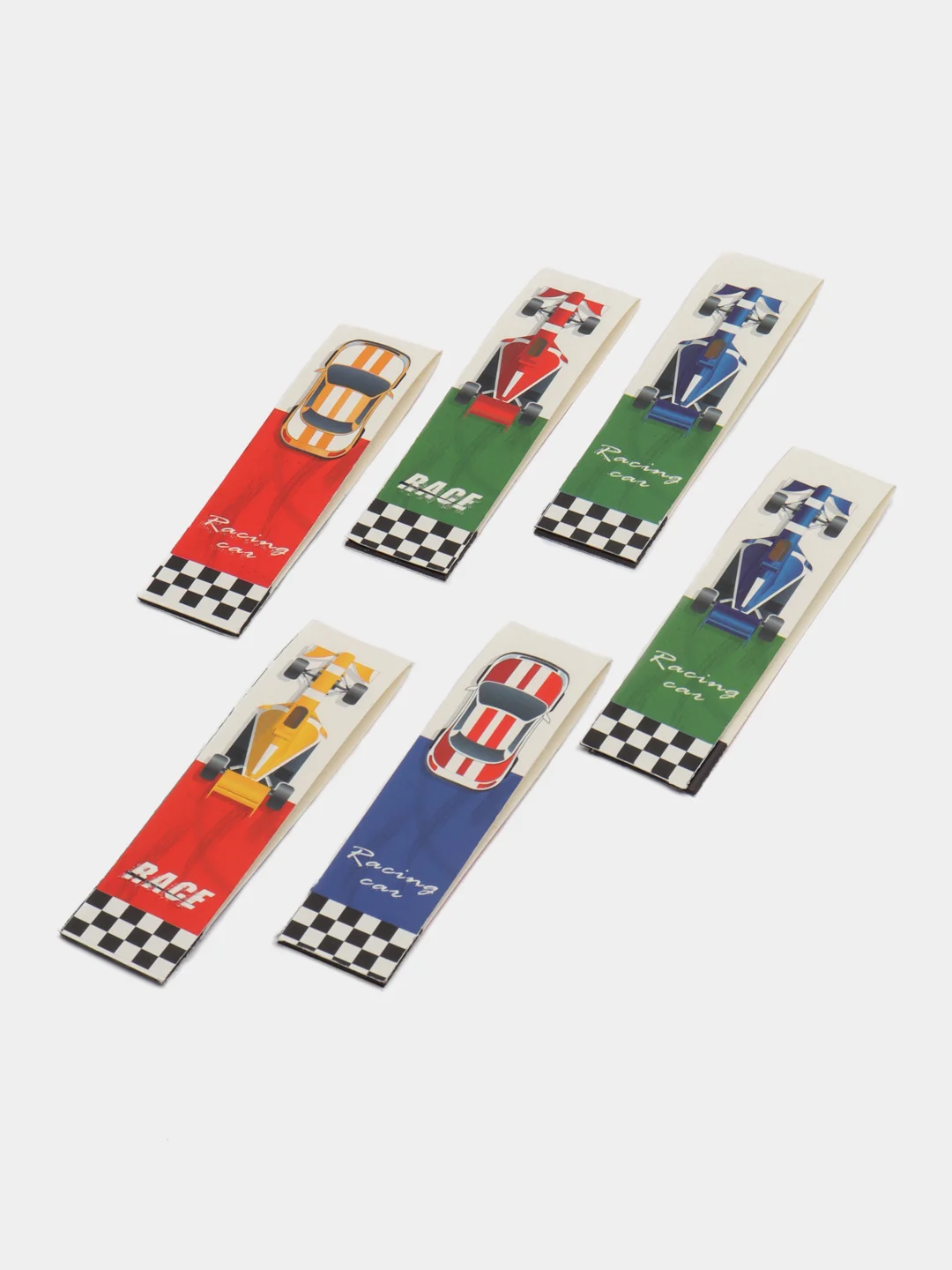 Закладки для книг с магнитом RACE CARS, набор 6 шт., блестки, 25x196 мм, ЮНЛАНДИЯ, 113446