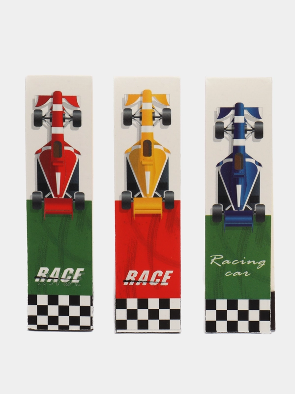 Закладки для книг с магнитом RACE CARS, набор 6 шт., блестки, 25x196 мм, ЮНЛАНДИЯ, 113446