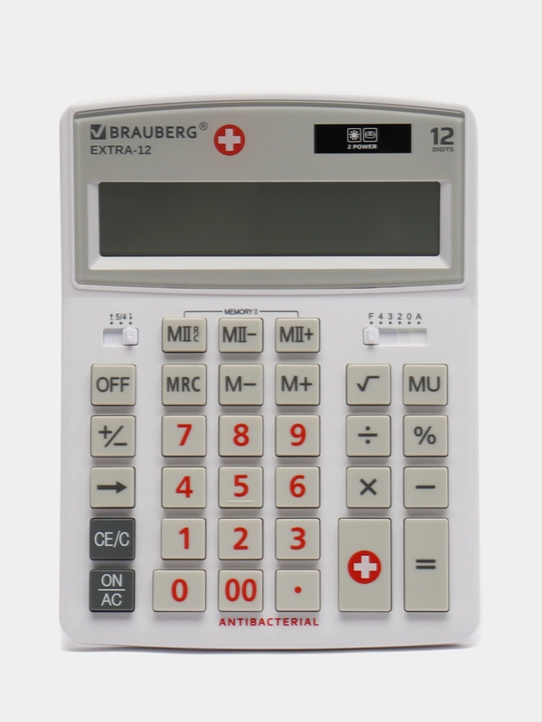Калькулятор настольный BRAUBERG EXTRA-12-WAB (206x155мм), 12 разрядов, антибактериал,БЕЛЫЙ