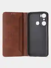 Коричневый чехол-книжка GQ для Infinix Hot 20i из высококачественной искусственной кожи*