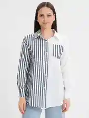 Белый рубашка женская, летняя, в полоску, большой размер, оверсайз