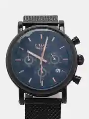 Хром мужские наручные часы Lige 9928 c хронографом в подарочной упаковке