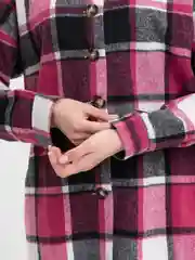 Розовый женская рубашка в клетку