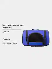 Синий переноска для кошек и собак JERRY с жестким каркасом, твердым дном и плечевым ремнем