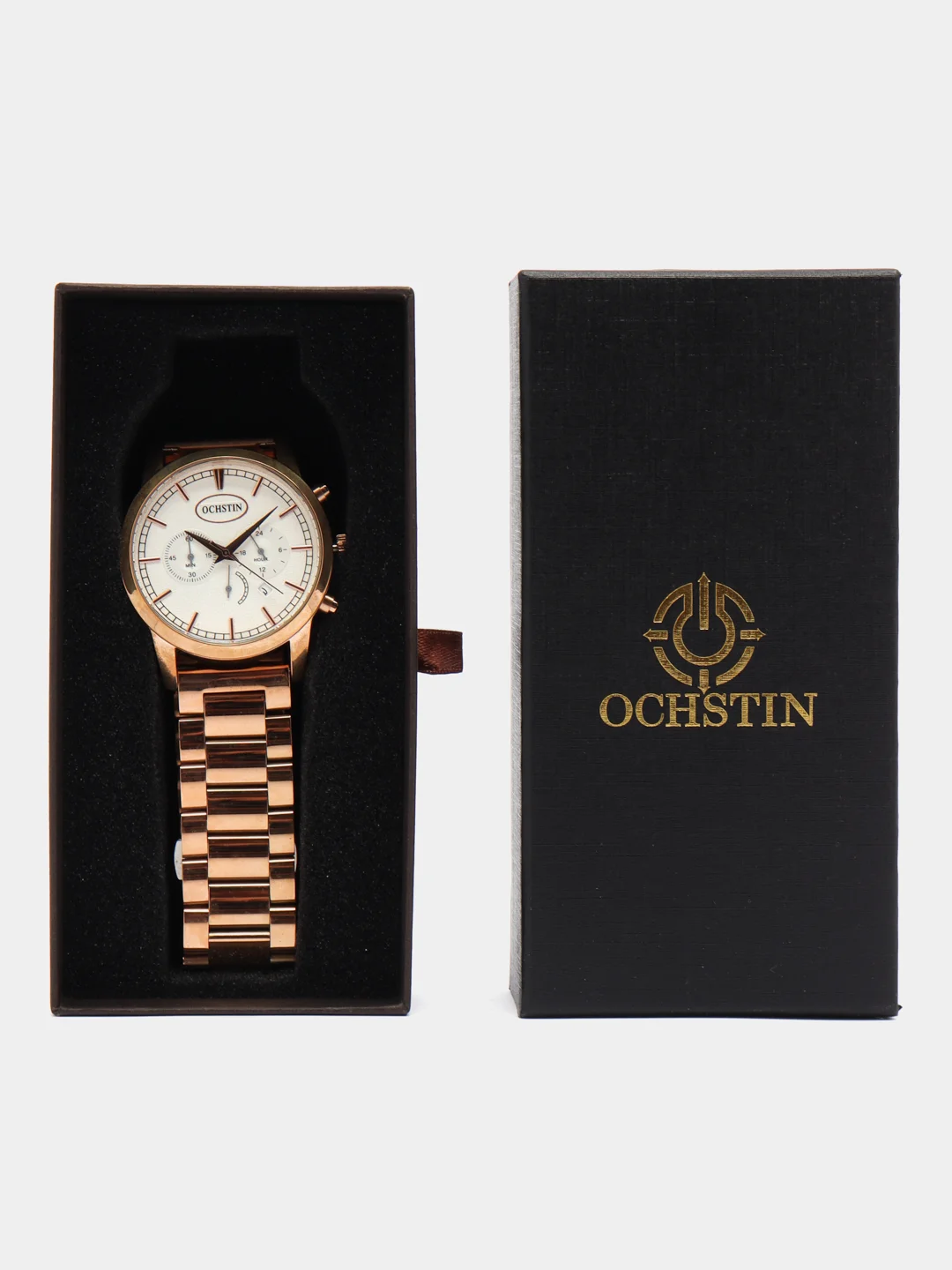 Золотой мужские наручные часы Ochstin 6067D с хронографом в подарочной упаковке