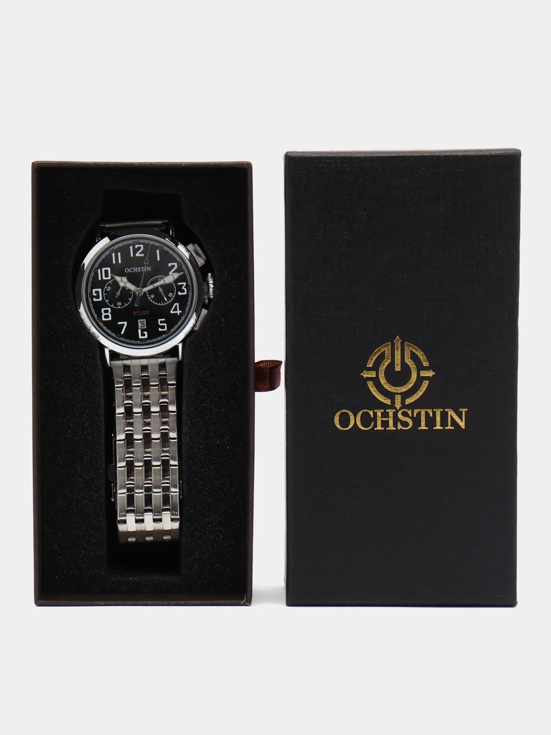 Серебряный мужские наручные часы Ochstin 7246 с хронографом в подарочной упаковке