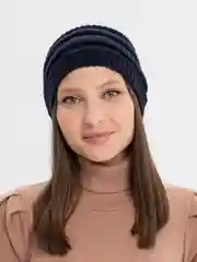 Темно-синий повязка на голову вязаная, весенняя