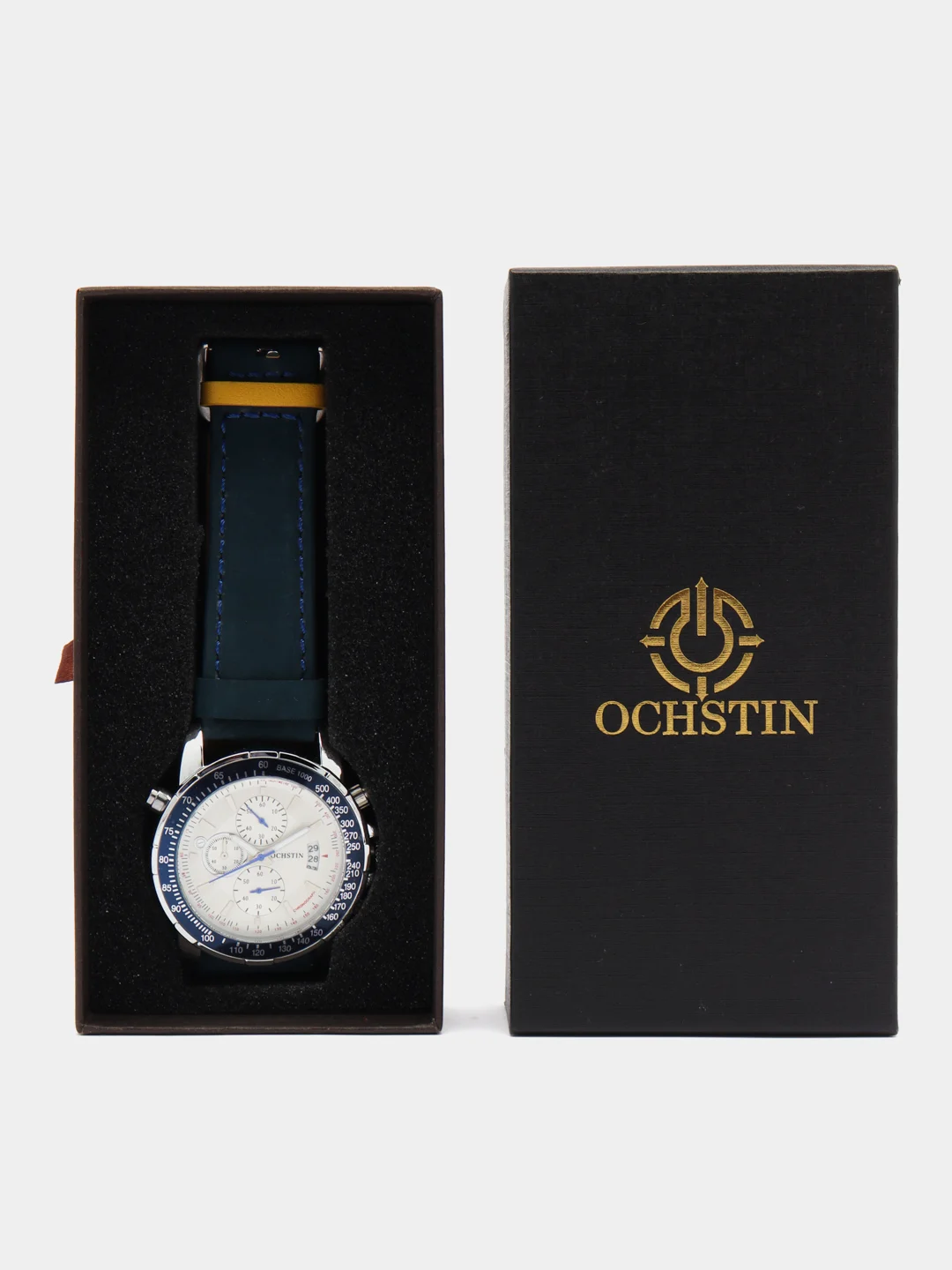 Темно-синий мужские наручные часы  Ochstin 6125B с хронографом в подарочной упаковке