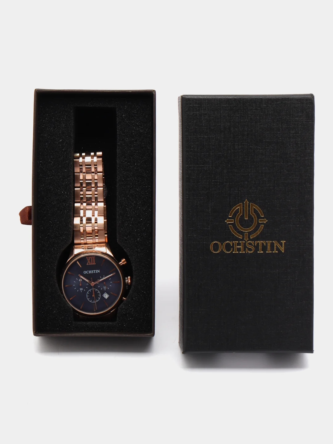 Синий мужские наручные часы Ochstin 6129B с хронографом в подарочной упаковке