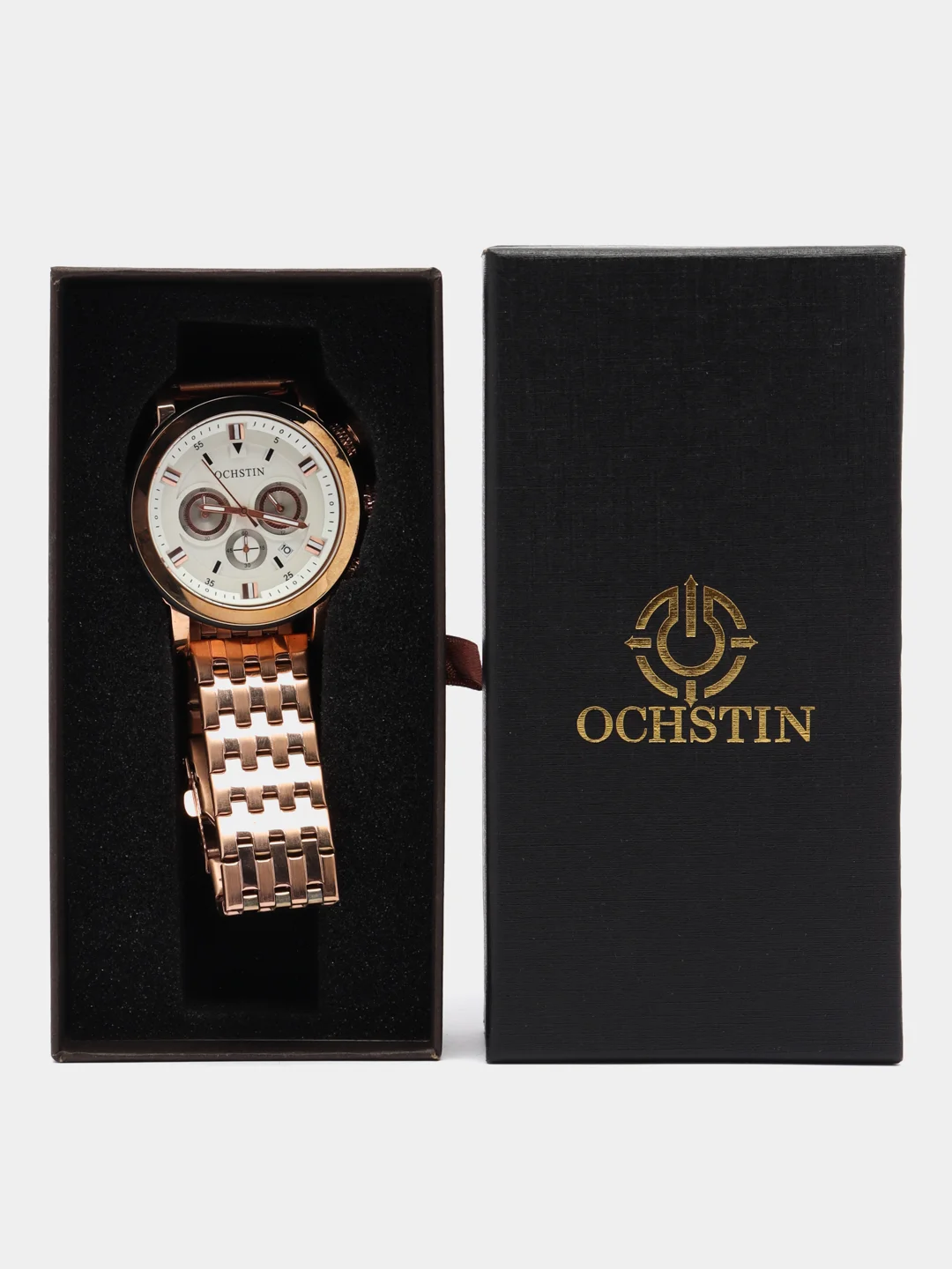 Золотой мужские наручные часы Ochstin 6064B с хронографом в подарочной упаковке