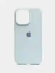 Голубой чехол Silicone Case iPhone 11, 12, 13, 14, Pro, Pro Max, с закрытым низом, кейс
