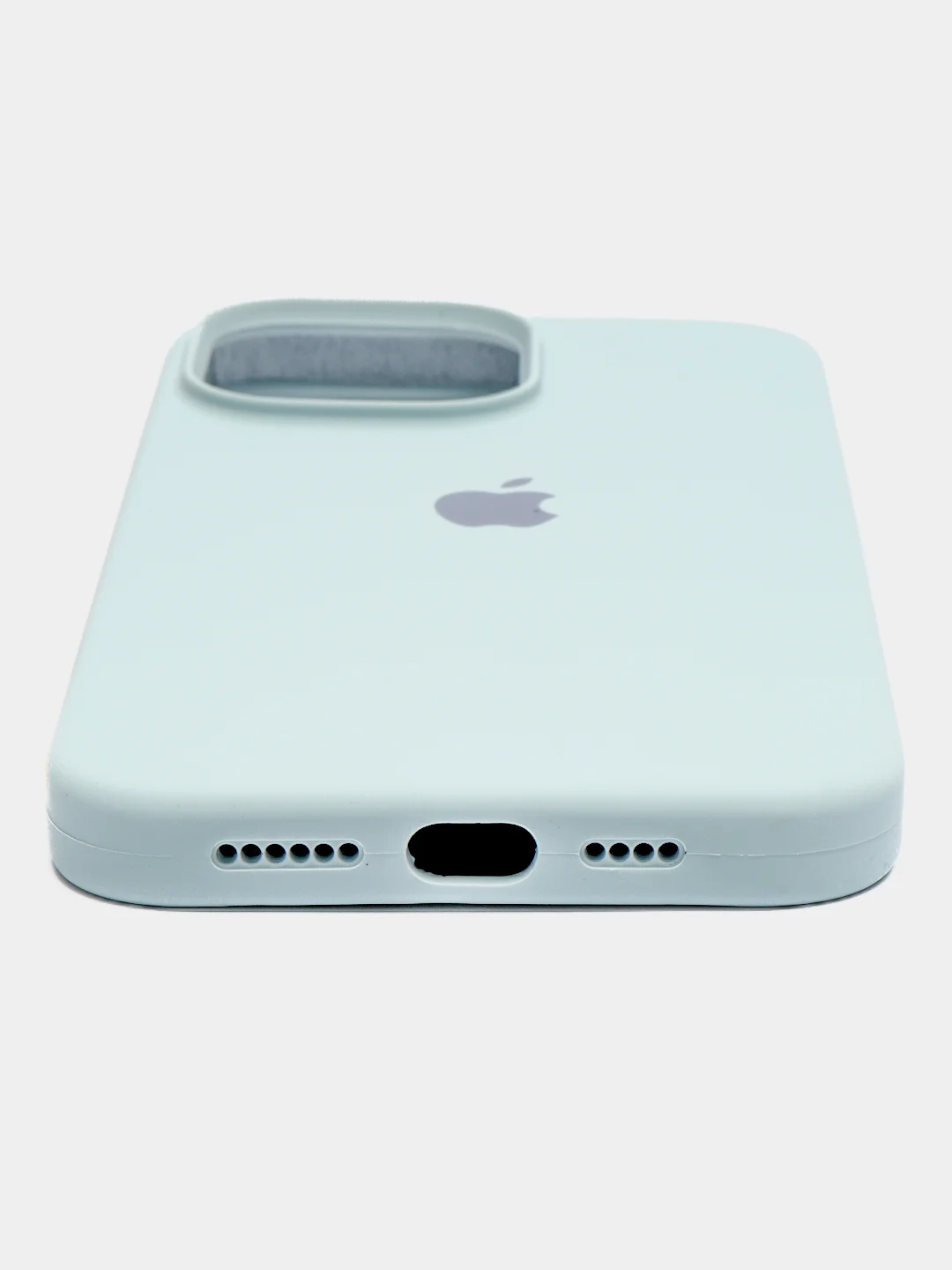 Голубой чехол Silicone Case iPhone 11, 12, 13, 14, Pro, Pro Max, с закрытым низом, кейс