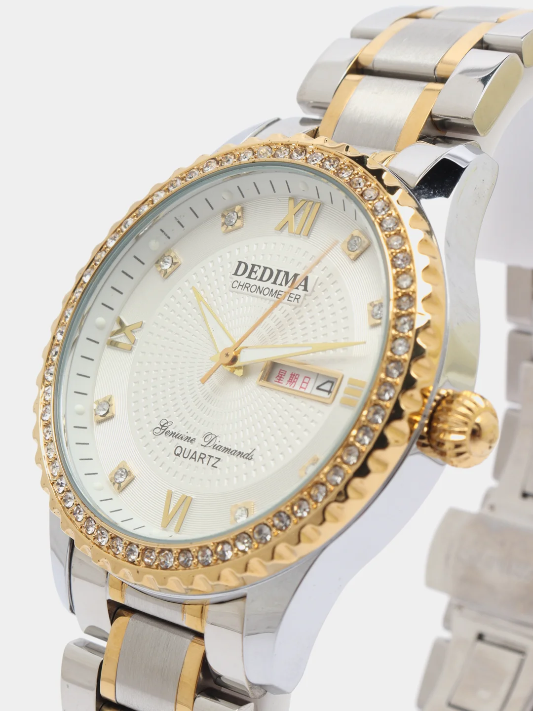 Серебряный мужские наручные часы Dedima D-160 с календарём в подарочной упаковке
