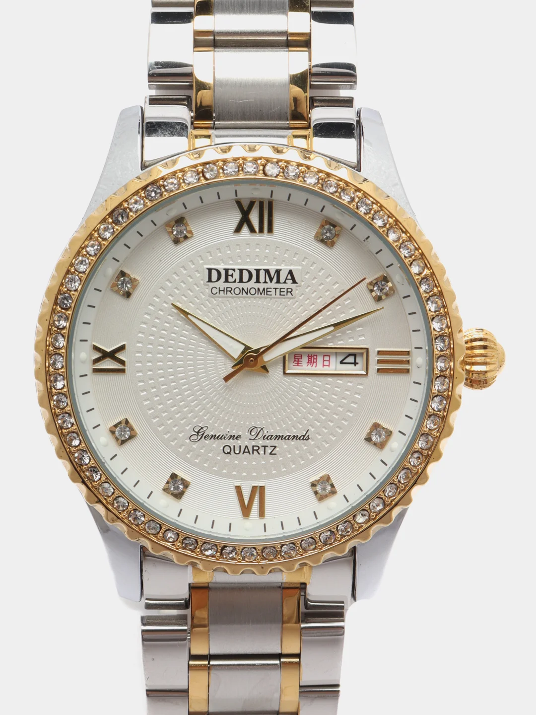 Серебряный мужские наручные часы Dedima D-160 с календарём в подарочной упаковке