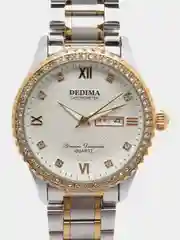 Серебряный мужские наручные часы Dedima D-160 с календарём в подарочной упаковке