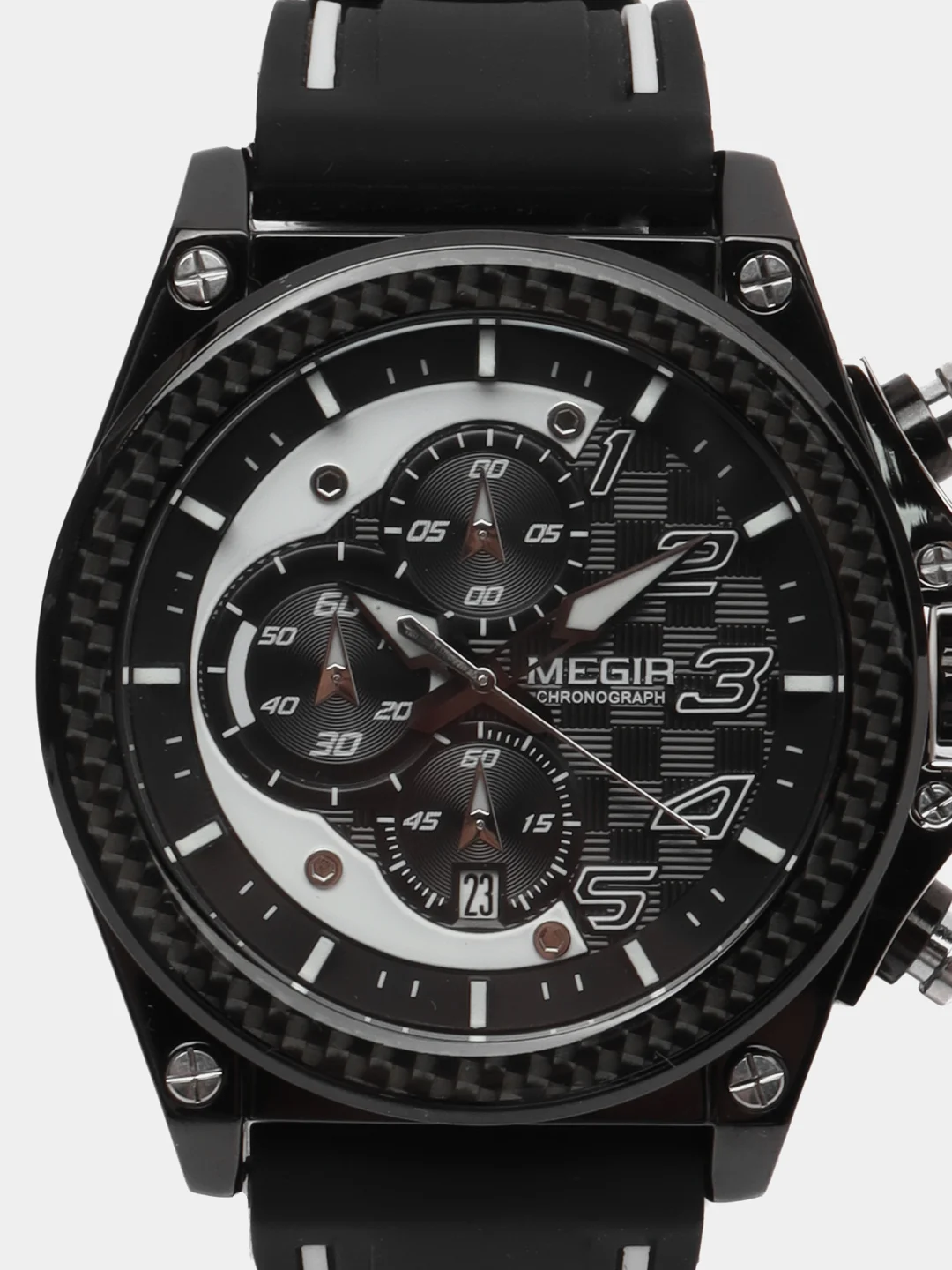 Черный мужские наручные часы Megir MN2051G, с хронографом, в подарочной упаковке