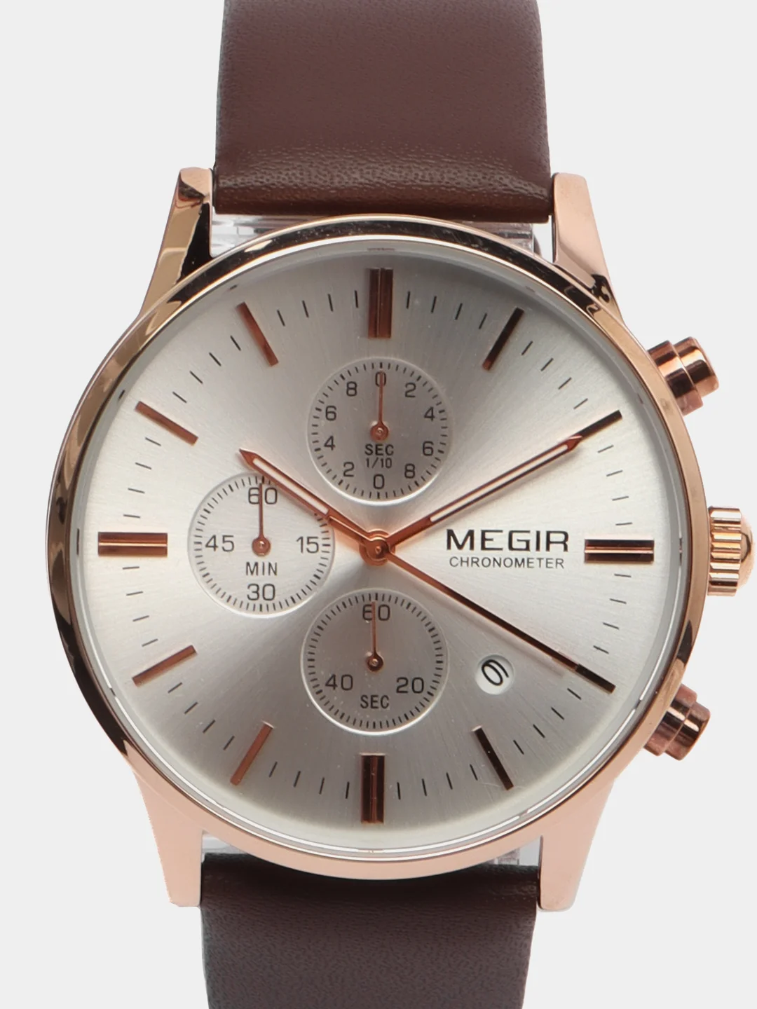 Коричневый мужские наручные часы Megir ML2011G, с хронографом, в подарочной упаковке