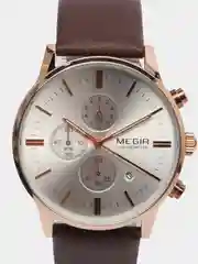 Коричневый мужские наручные часы Megir ML2011G, с хронографом, в подарочной упаковке