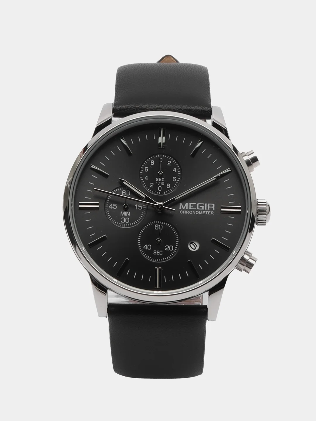 Черный мужские наручные часы Megir ML2011G, с хронографом, в подарочной упаковке