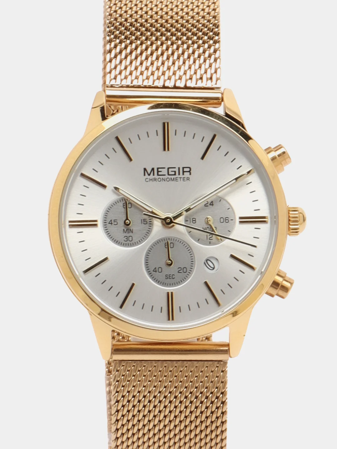 Золотой женские наручные часы Megir MS2011L с хронографом, в подарочной упаковке