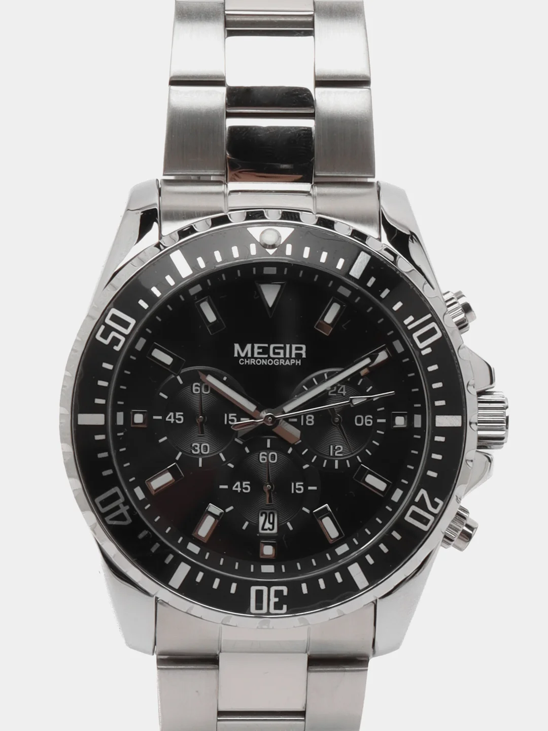Серебряный мужские наручные часы Megir ML2065G, с хронографом, в подарочной упаковке