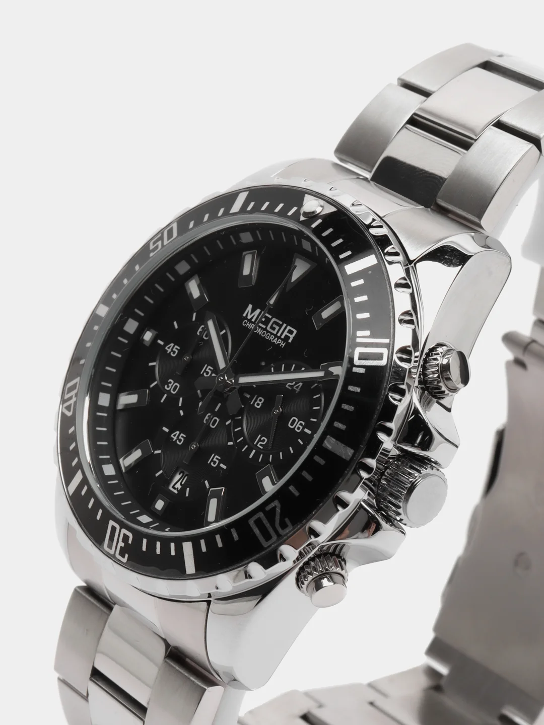 Серебряный мужские наручные часы Megir ML2065G, с хронографом, в подарочной упаковке