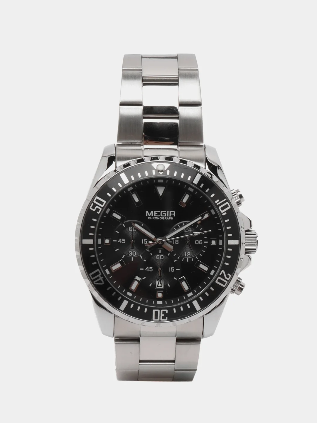Серебряный мужские наручные часы Megir ML2065G, с хронографом, в подарочной упаковке