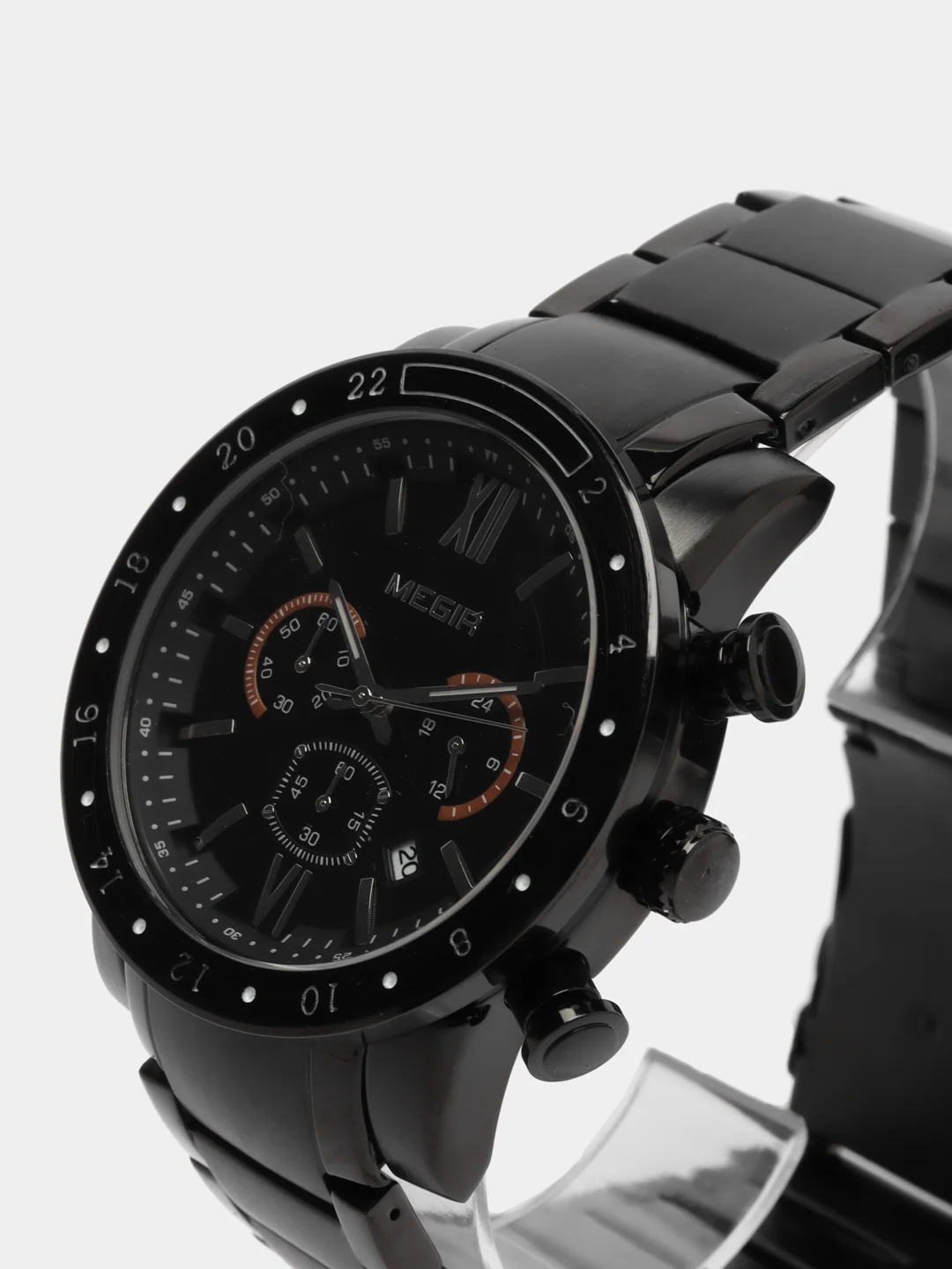 Черный мужские наручные часы Megir MS3008G, с хронографом, в подарочной упаковке