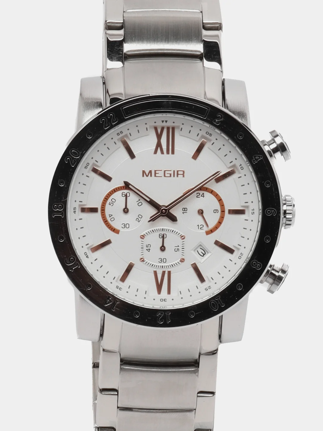Золотой мужские наручные часы Megir MS3008G, с хронографом, в подарочной упаковке