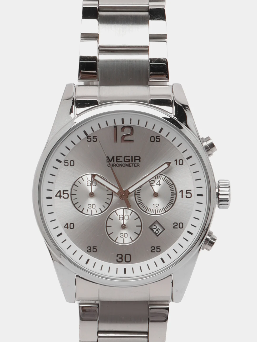Серебряный мужские наручные часы Megir MS2010G, с хронографом, в подарочной упаковке