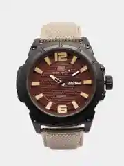 Коричневый мужские наручные часы Mini Focus MF0136G, с нейлоновым ремешком и календарём