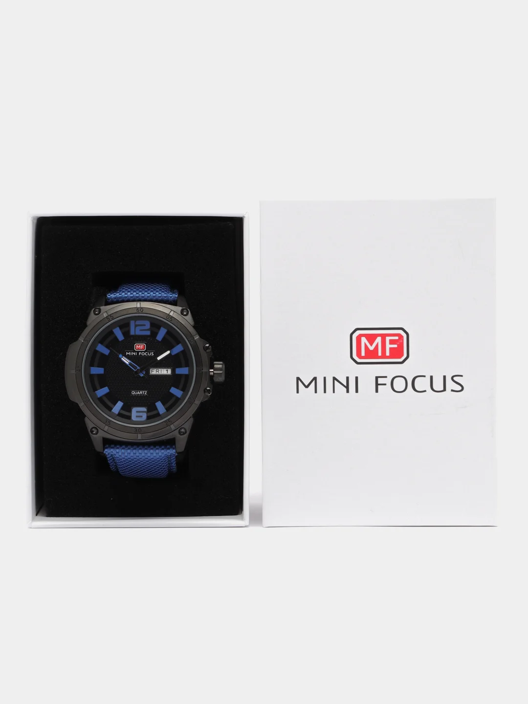 Синий мужские наручные часы Mini Focus MF0136G, с нейлоновым ремешком и календарём