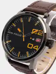 Коричневый мужские наручные часы Mini Focus MF0022G, с календарём, в подарочной упаковке