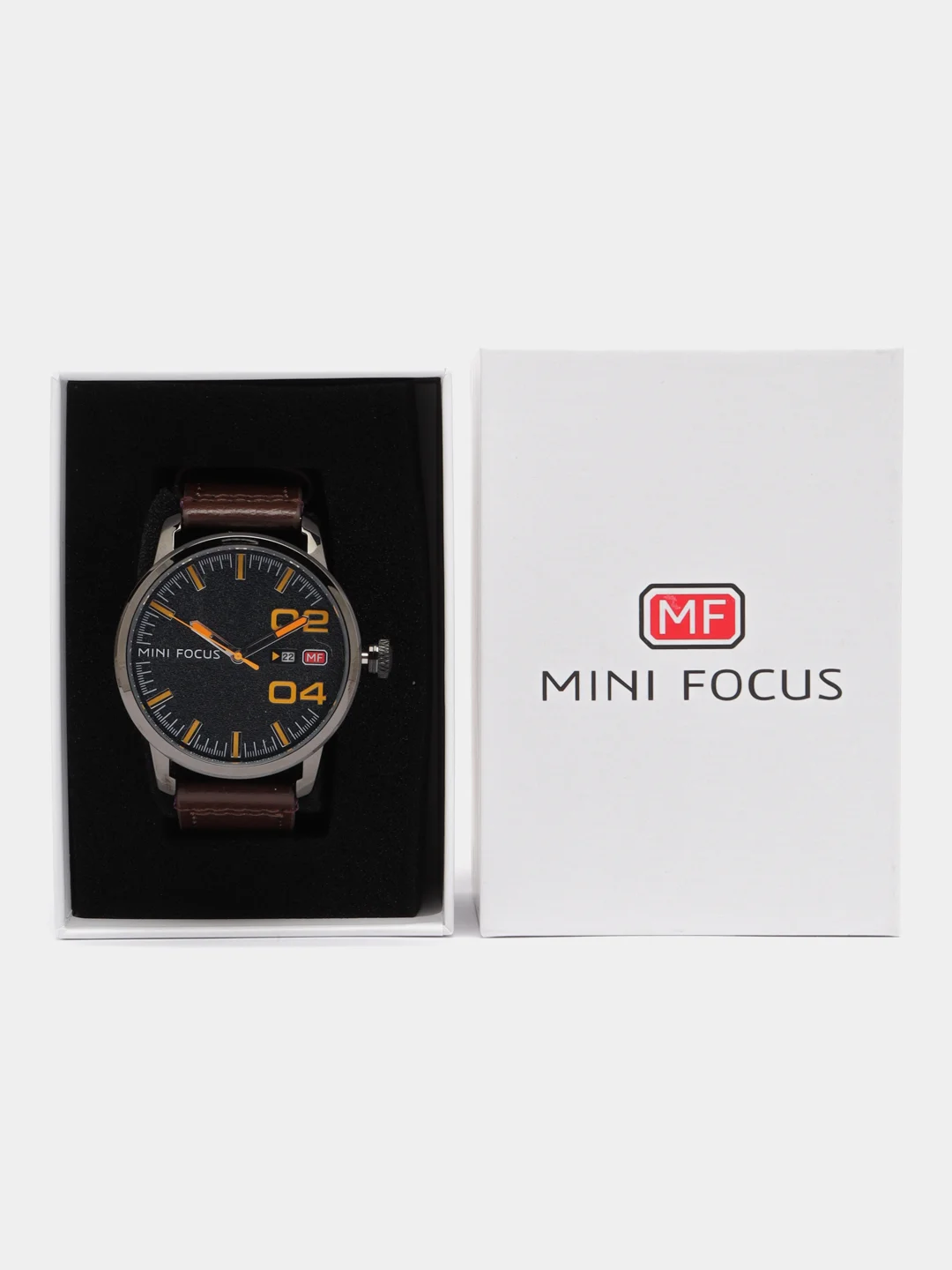Коричневый мужские наручные часы Mini Focus MF0022G, с календарём, в подарочной упаковке