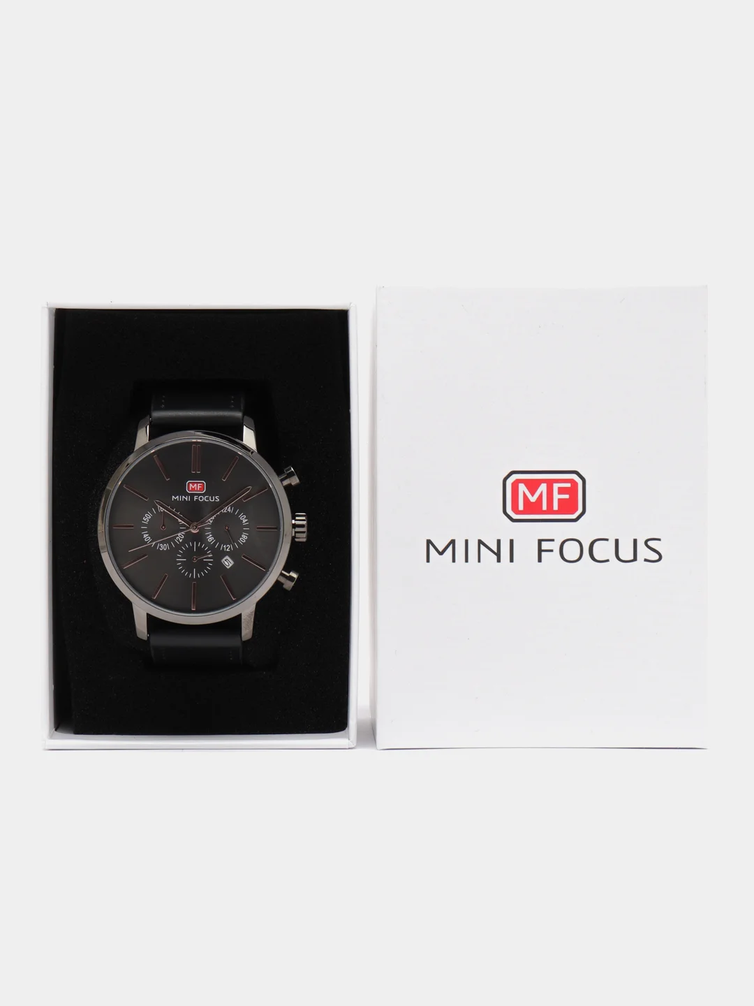Черный мужские наручные часы Mini Focus MF0023G с хронографом, в подарочной упаковке