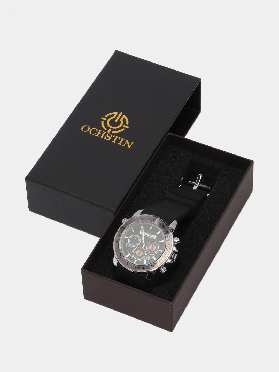 Серый мужские наручные часы Ochstin 6125A с хронографом в подарочной упаковке